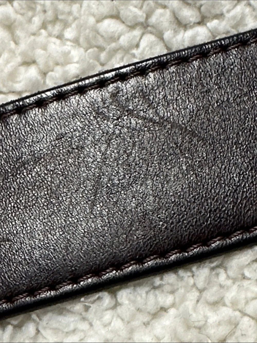 Thick Brown Cowhide Leather Belt, Silver Tone Double Ring  Belt, Made in USA, M